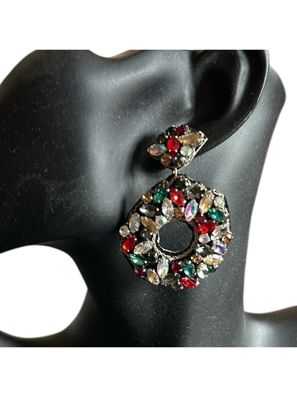 Persimmon Multicolor Jeweled Pierced Sparkle Statement Earrings